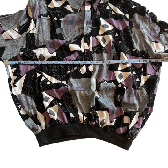 Vintage Alan Stuart Abstract Short Sleeve Pullover Rayon Shirt XL Black Purple - Picture 6 of 7